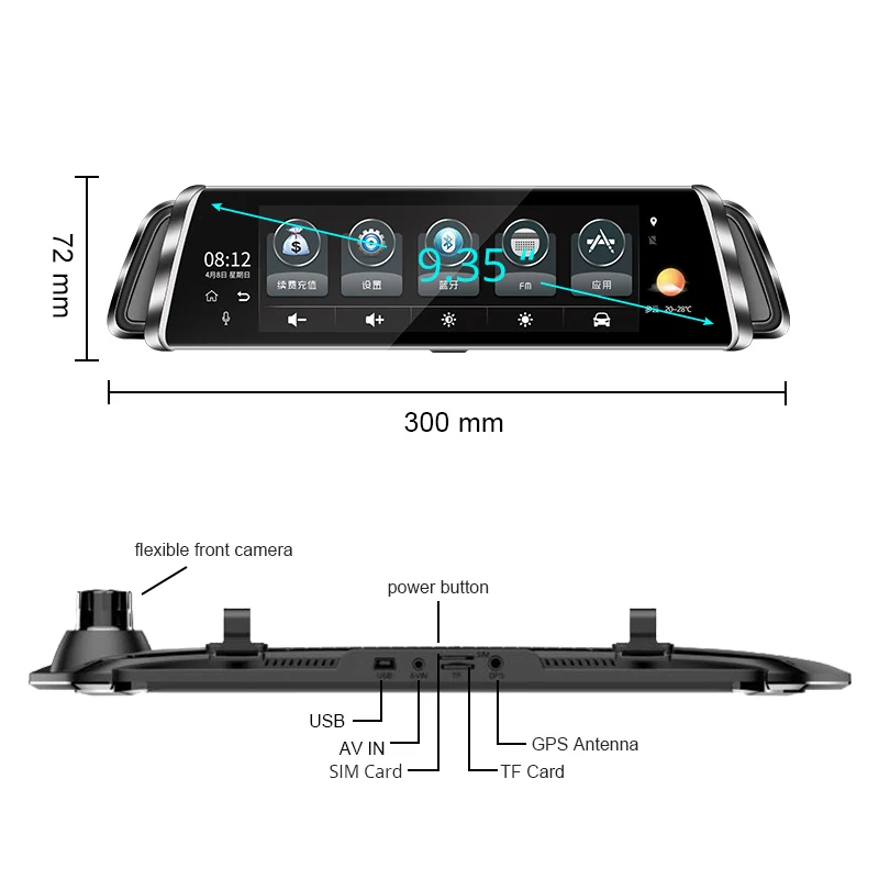 Видеорегистратор автомобильный 10 дюймов 4G Android HD 1080P Wi-Fi GPS ADAS | Автомобили и