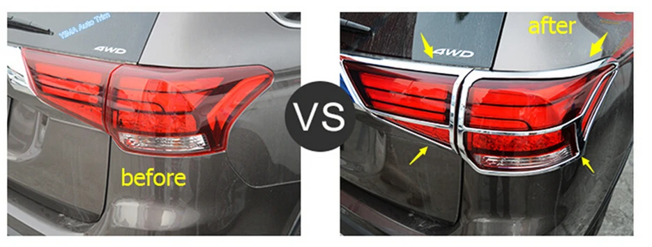 Lapetus Car Styling Chrome Rear Tail Lights Lamp Frame Cover Trim Kit Fit For Mitsubishi Outlander 2016 2017 2018 / ABS | Автомобили и