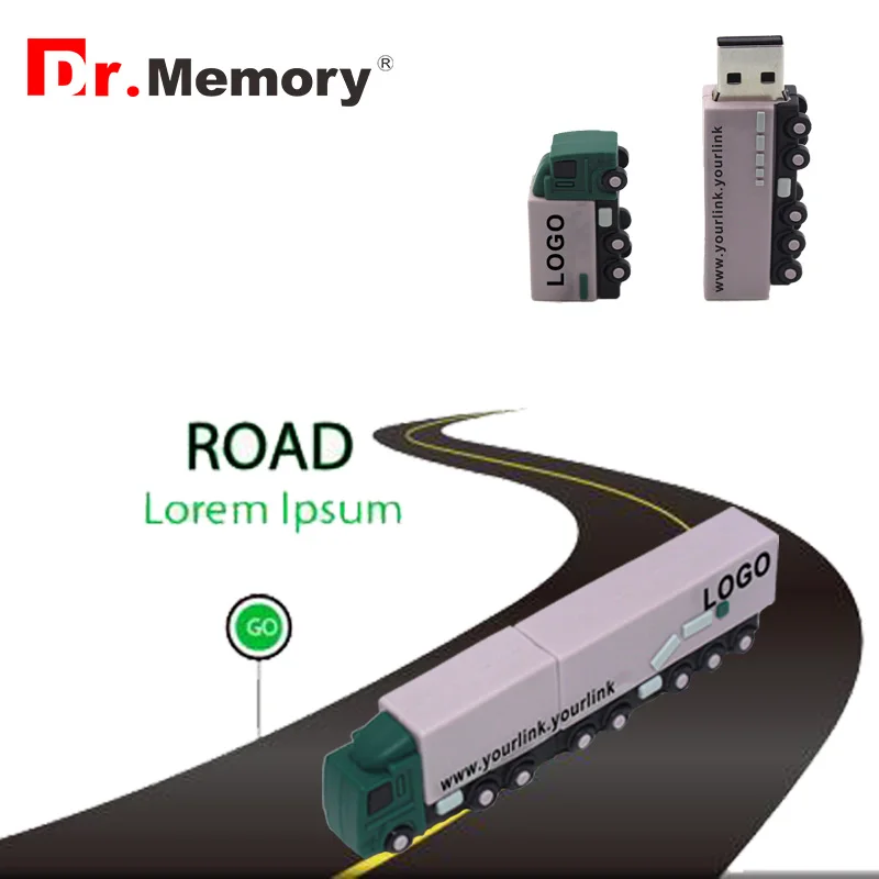 Мультяшный грузовик USB флэш-накопитель 64 ГБ флеш-накопитель 4 ГБ 8 ГБ 16 ГБ 32 ГБ 128 Гб карта памяти грузовой поезд Флешка U диск подарок