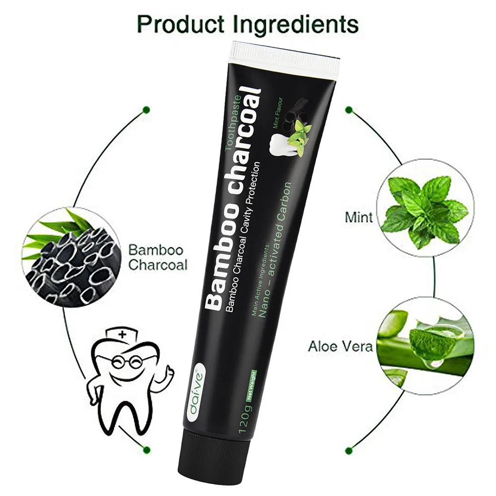 

Activated Charcoal Teeth Whitening Toothpaste Natural Black Mint Flavor Herbal