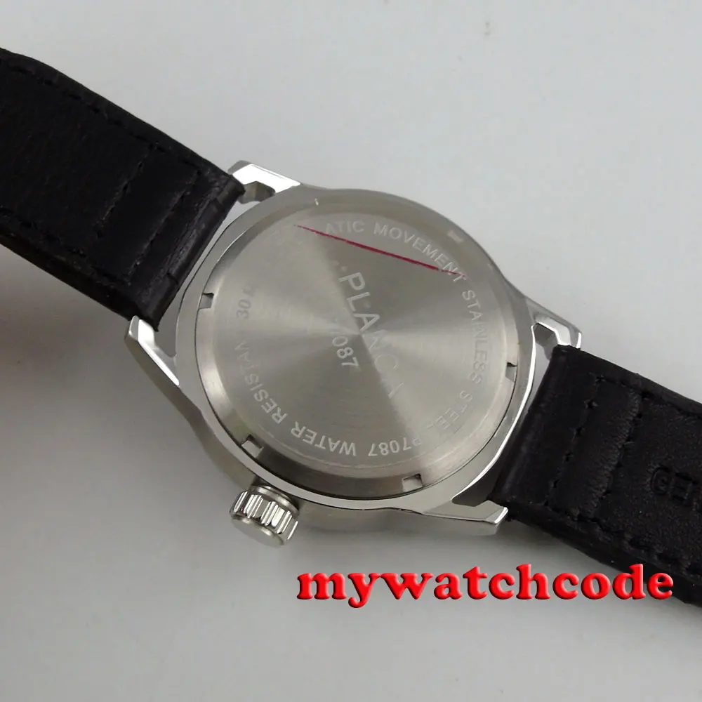 Мужские часы с автоматическим движением 44 мм черный циферблат синие отметки дата