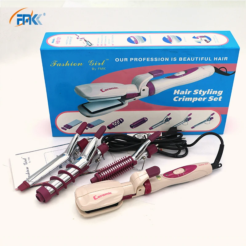FMK 4 в 1 Плоский Утюг Профессиональный щипцы для завивки волос 3 палочки набор