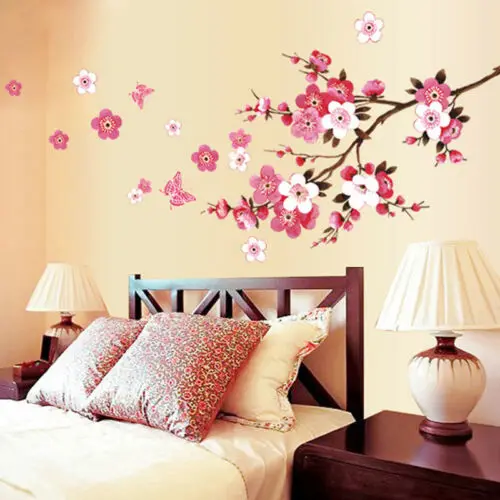 2019 совершенно новые вишневые красивые персиковые Цветы бабочки дерево настенные