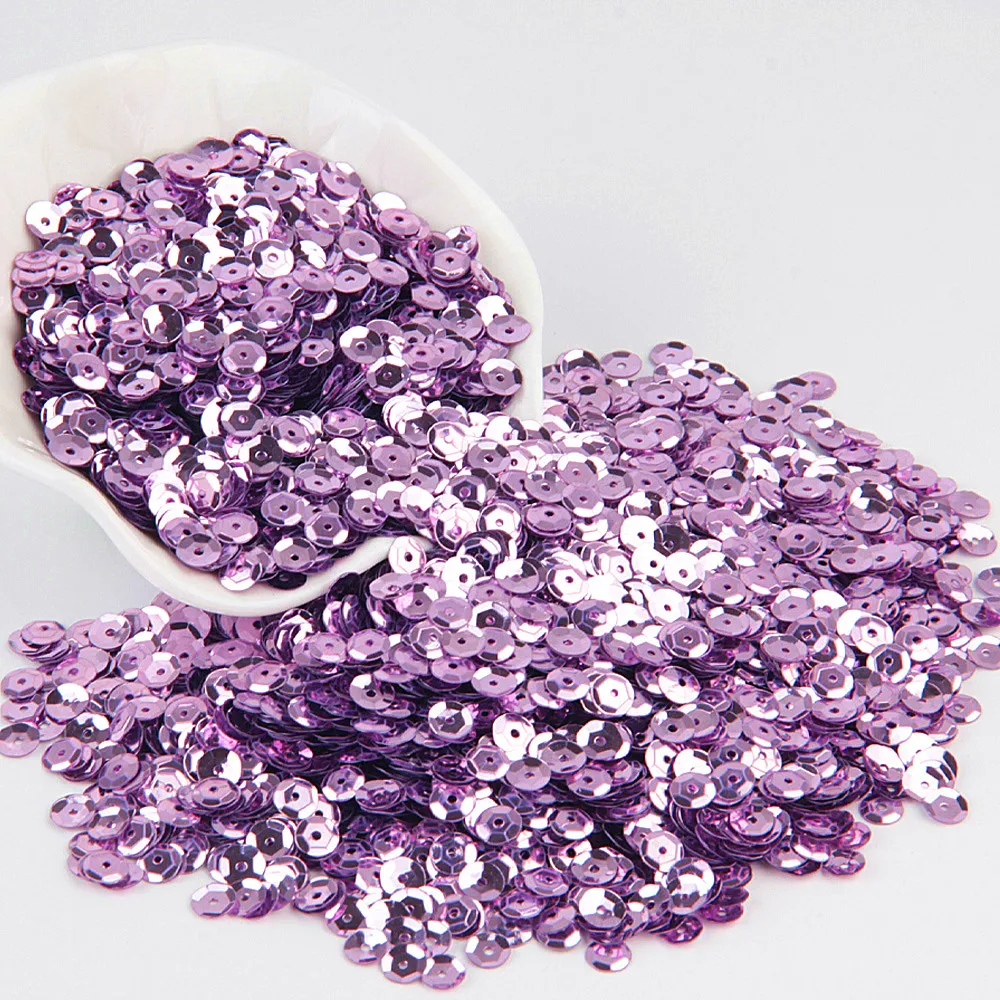 6mm cup light purple Светильник с пайетками, фиолетовые блестки, 3 мм-25 мм, круглые блестящие блестки, блестки для шитья, свадебные украшения, аксессуары для рукоделия - Цвет: 6mm cup light purple