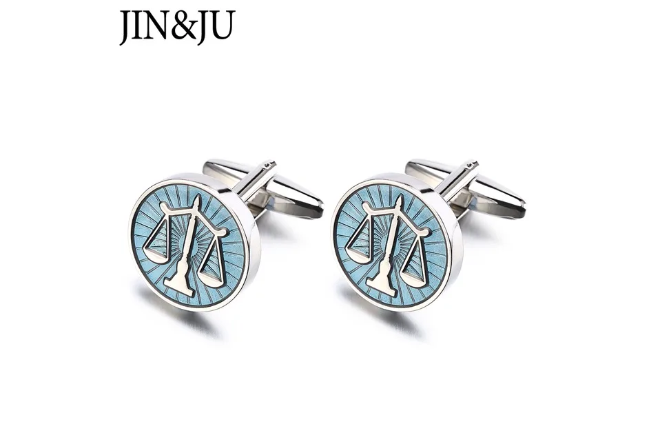 JIN& JU высокое качество весы Запонки "весы" Круглый баланс запонки для мужские запонки для рубашек подарок защитник Relojes Gemelos