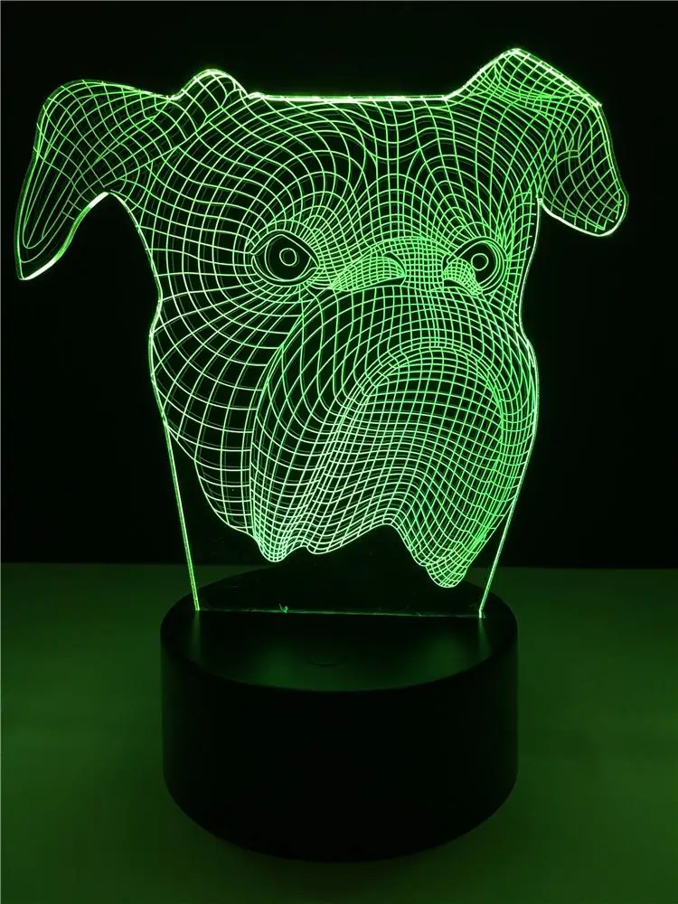 

Animal Dog Pug Shape 3D Illusion Lamp Color Table Desk Night Light for Kids Gifts Bedside Decoration Creative Led Lighting Gift