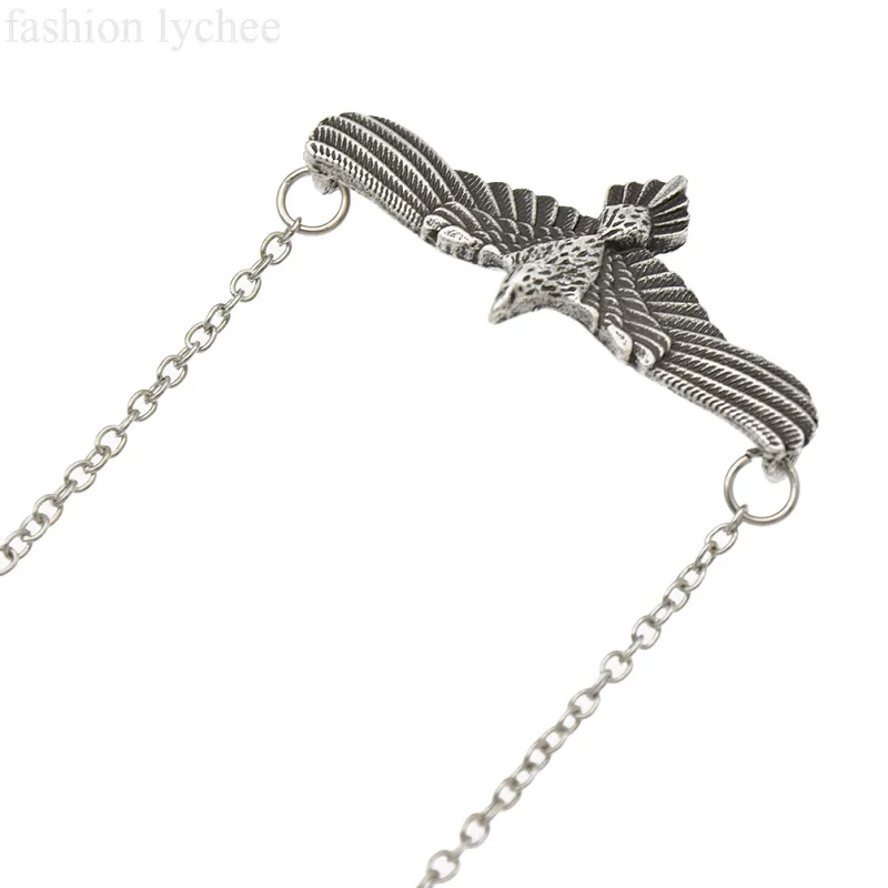Модные lychee Norse винтажные Ворон Летающие птицы ворона животное длинное звено