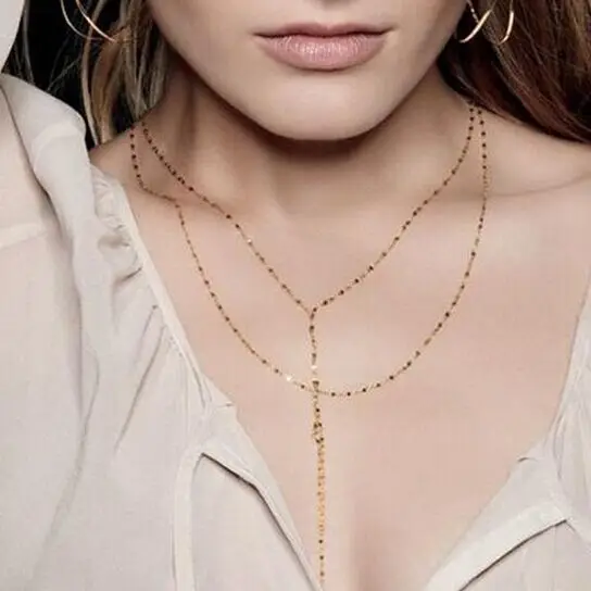 Новинка 2016 сексуальное Двухслойное длинное ожерелье в европейском стиле с