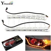 yituancar 2x car flexible crystal led drl daytime running strip light with turn signal flow streering styling whiteamber lapms