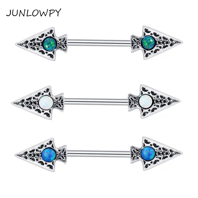 

JUNLOWPY Stainless Steel 14G Mix 3 Colors Nipple Rings Arrow Ear Cartilage Piercing Barbells Shield Bar Sexy Body Jewelry 20pcs