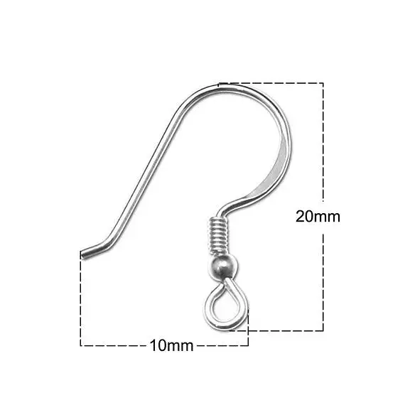 20pairs/lot 925 Solid Sterling Silver Ear Hooks Genuine 925 Silver Earring Hook