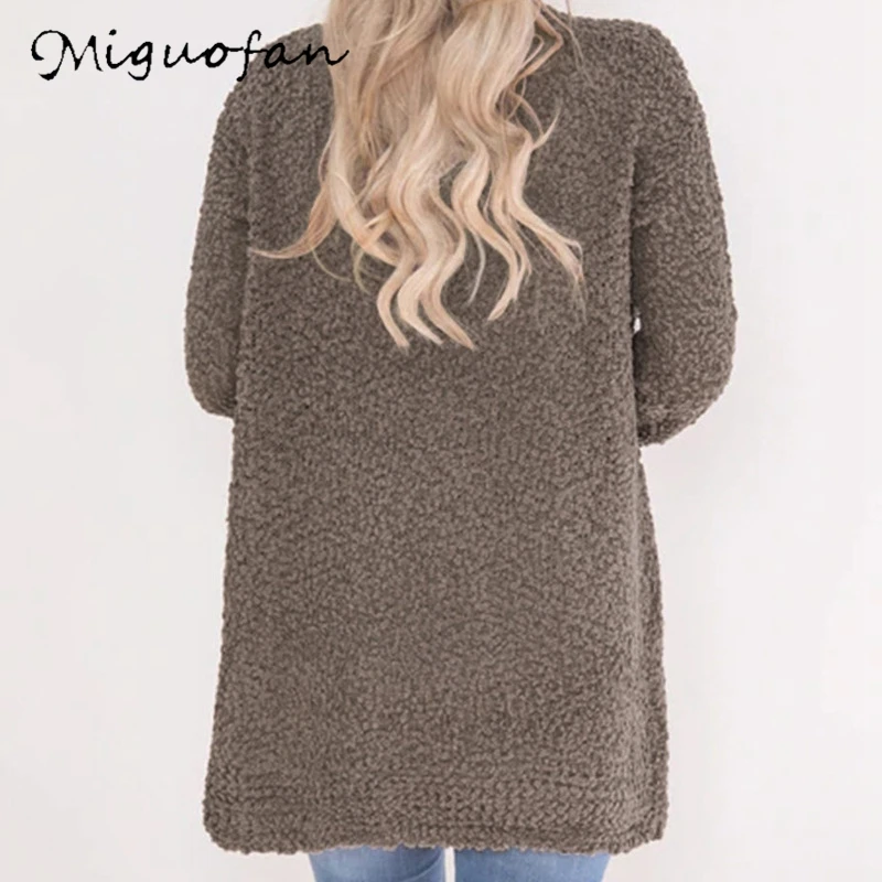 Miguofan Knitted Sweater Long Cardigans Women Pocket Solid Outwear Jumper Coat Plus Size Open Stitch Tops Sweaters 2019 Winter |