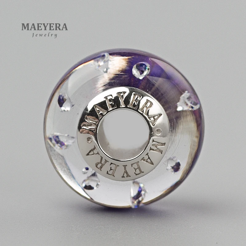 MAEYERA ювелирные изделия настоящее S925 бусины лампворк синий порошок Циркон