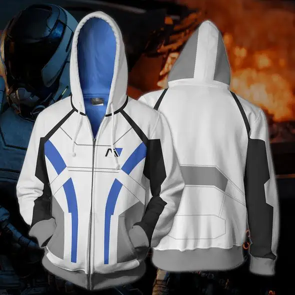 Женский Повседневный Кардиган с капюшоном толстовка и эффектом Mass Effect N7