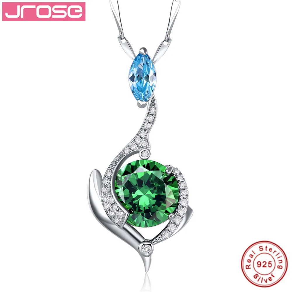 Jrose Роскошный зеленый нано русский женский кулон из твердого стерлингового