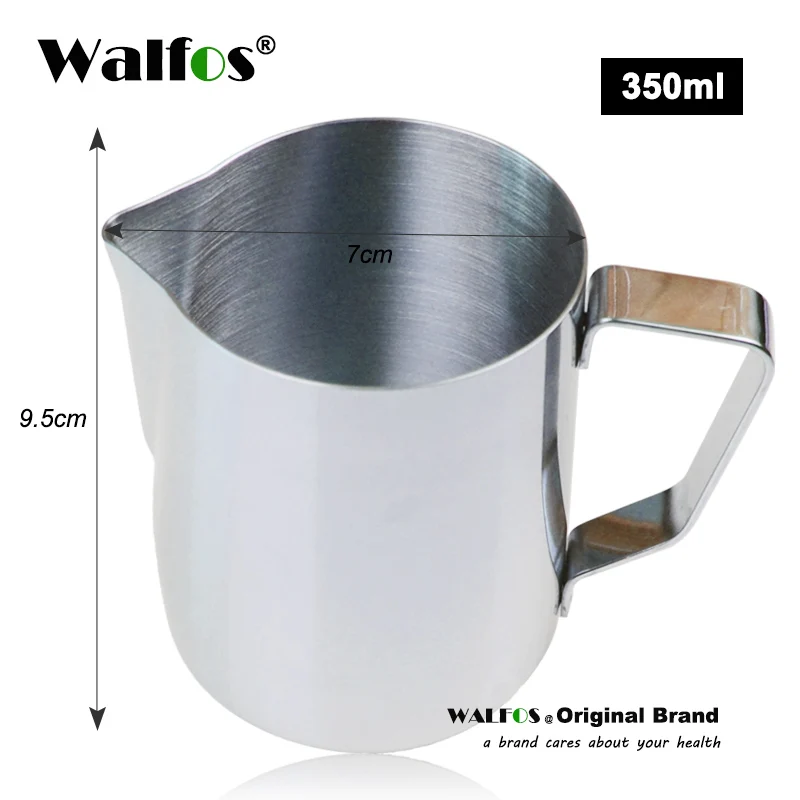 WALFOS 350ml Стильные Эспрессо кружки для кофе и молока чашки горшки кувшин ручка Ремесло Кофе Кружка Garland Латте Кувшин утолщенной нержавеющей стали - Цвет: WALFOS 350ml