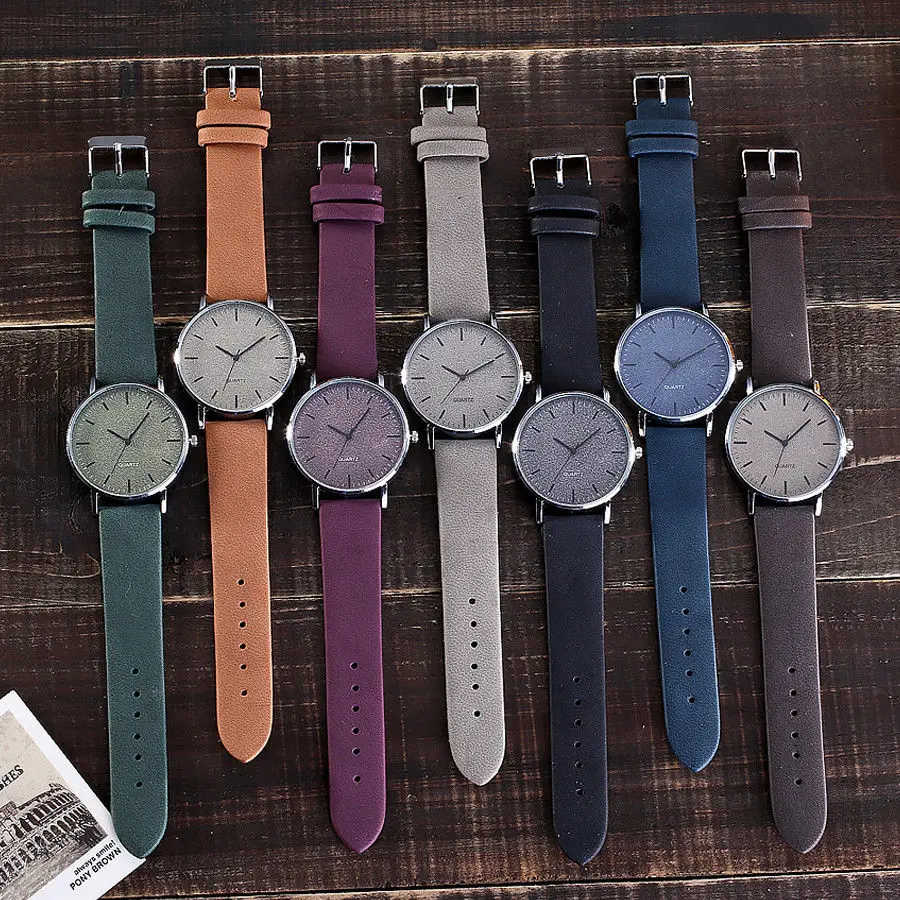 Часы унисекс модные повседневные женские часы мужские с кожаным браслетом