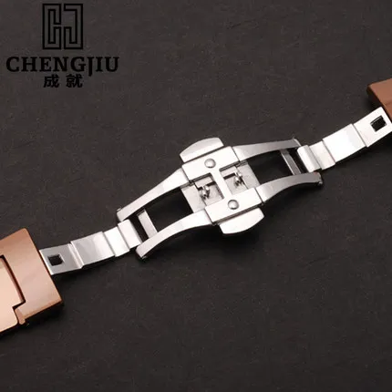 Розовое золото изогнутые ремешок для Rado Вольфрам Сталь Металл группы часы