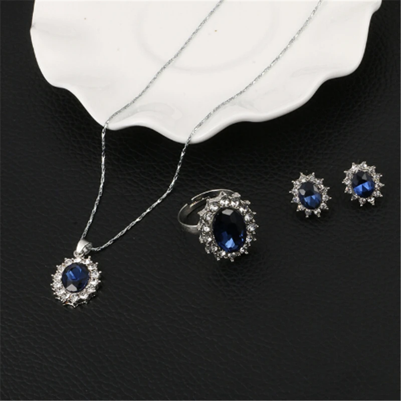 Роскошное женское свадебное ожерелье серьги кольцо ювелирные изделия для