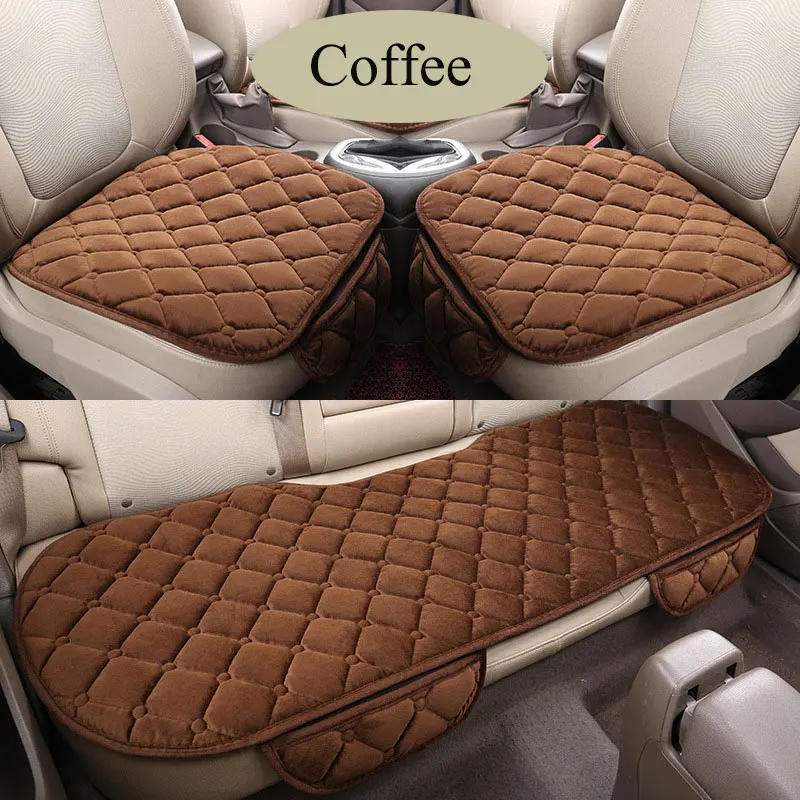 2 front x 1rear seat Автомобильные сиденья Coves протектор коврик авто сиденье Подушка Нескользящая сохраняющая тепло зимняя плюшевая бархатная задняя подушка сиденья автомобильные аксессуары - Название цвета: 2 front x 1rear seat