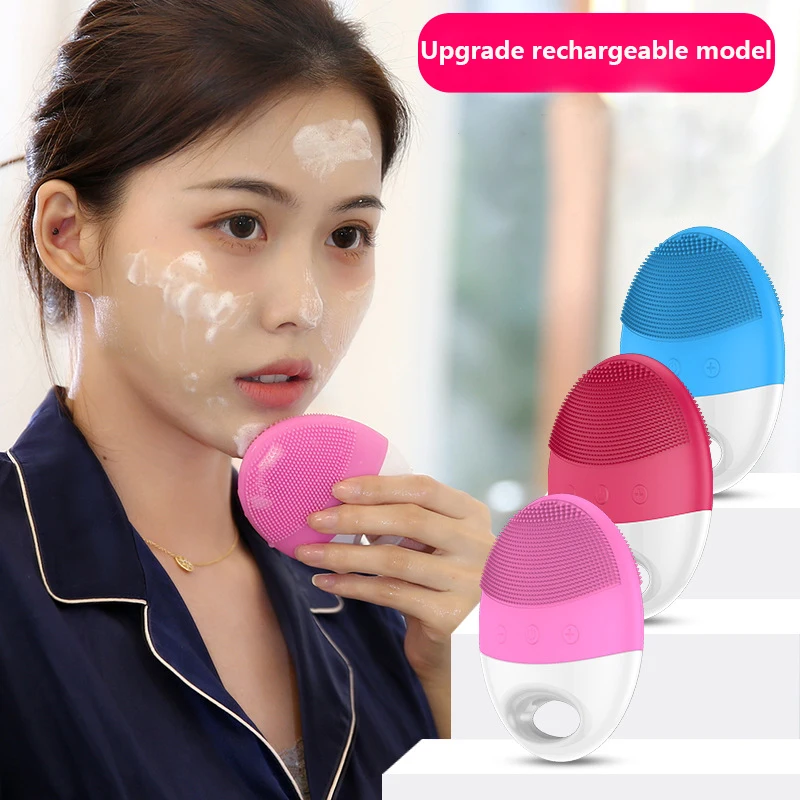 

Electric Face Cleanser Vibrate Pore Clean Soft Silicone Cleansing Brush Massager Facial Vibration Skin Care Spa Massage