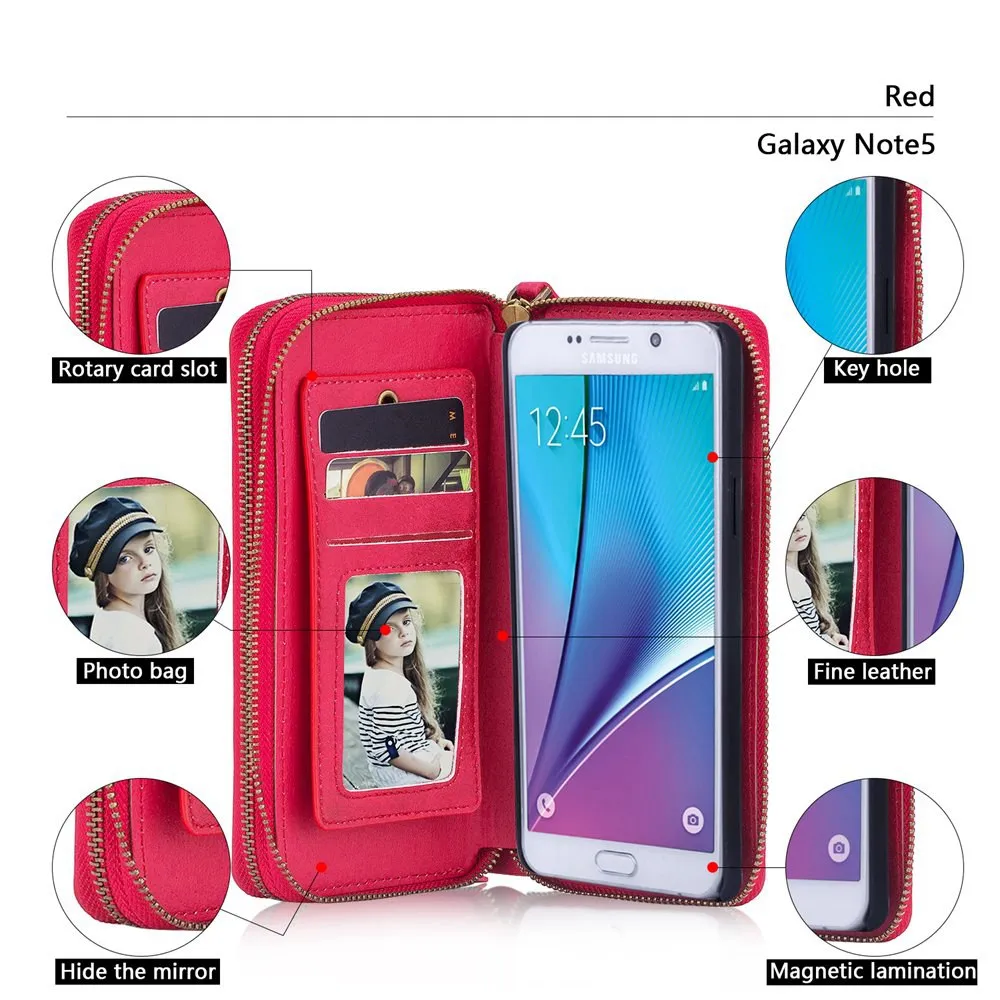 Для Samsung Note5 чехол из искусственной кожи на Молнии Сумочка кошелек Подставка