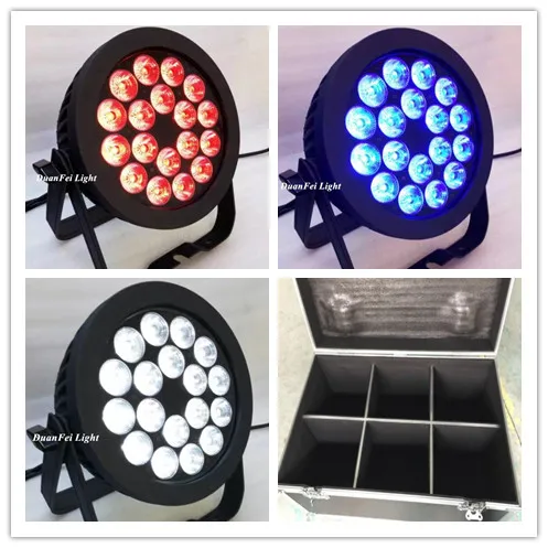 С кейс 6 шт./лот dmx512 светодиодные лампы led par прожектор RGB 18x10 w 4in1 высокий яркий