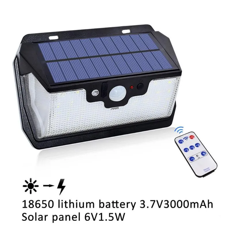 55LED Солнечная Индукционная настенная лампа с дистанционным управлением usb порт