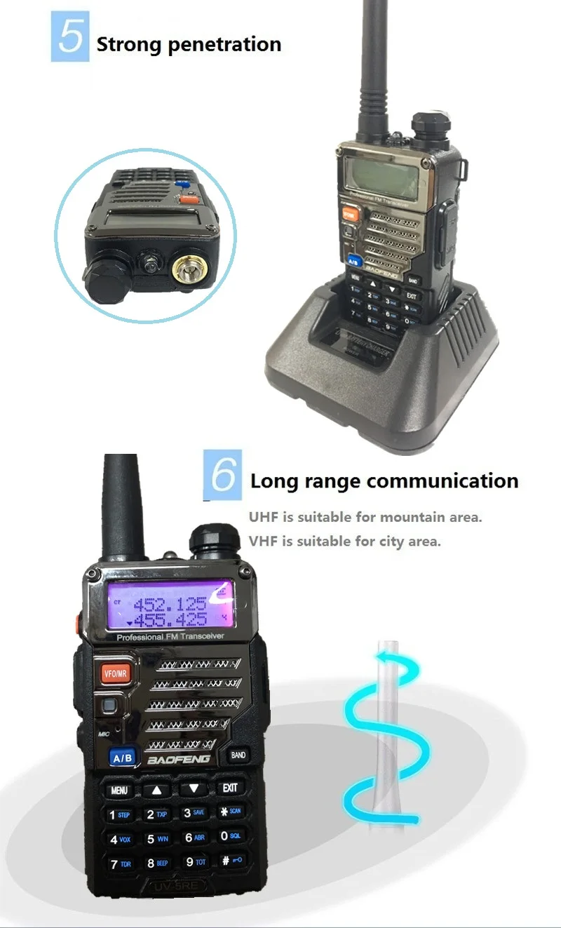 BAOFENG UV-5RE портативная рация радио Amador UHF VHF морская Портативная радиостанция HF трансивер сканер UV 5R Woki Toki