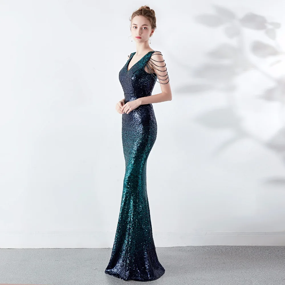 Черное и красное Sequind& Beads, v-образный вырез, без рукавов, Русалка, сексуальное, официальное платье, женское, элегантное, длинное, для вечеринок, летнее,, клубная одежда