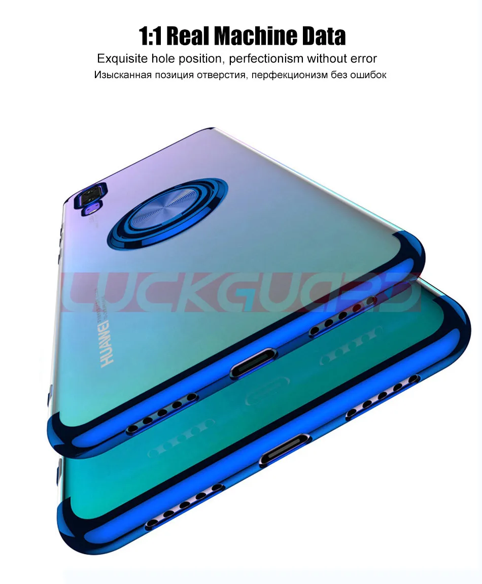 Силиконовый чехол для huawei P30 P20 Pro mate 30 20 10 Lite Honor V10 V20 Nova 5 5i, мягкий чехол с магнитным кольцом, прозрачная задняя крышка из ТПУ