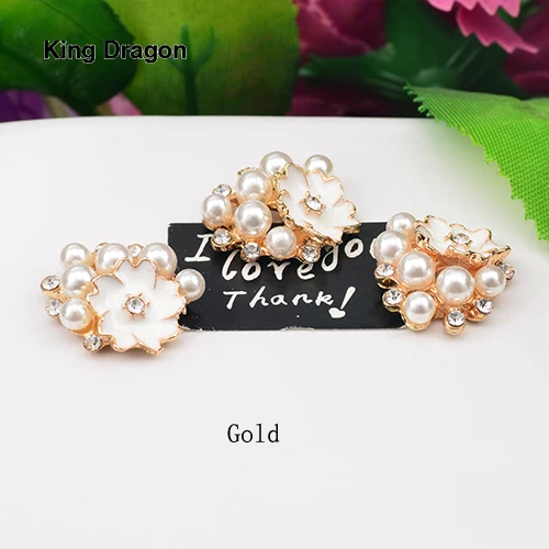 571-3 New Arrival Metal Rhinestone Pearl Embellishment Used On Headband Flat Back 10PCS/Lot Silver Or Gold Color KD571 - Цвет: 571-3