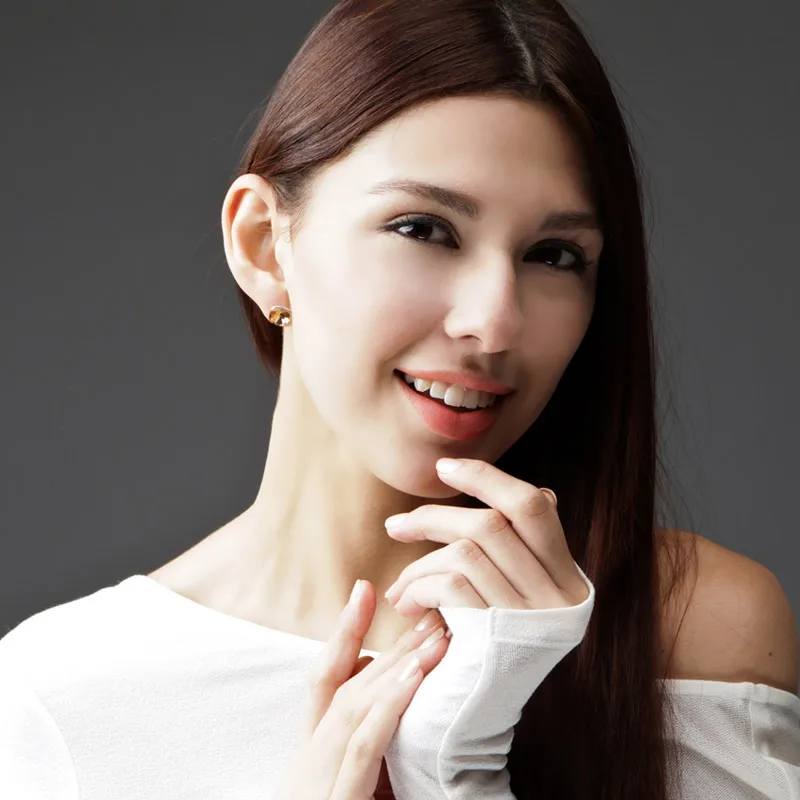 Серьги-гвоздики Neoglory с австрийским кристаллом простой круглый дизайн