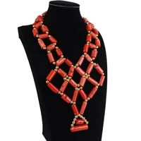 edo bridal jewelry sets orange red or white nature coral beads jewelry sets braid wedding party necklace set earrings bracelet