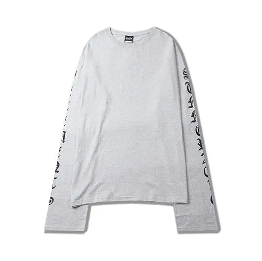 Женская свободная Осенняя тонкая футболка с длинными рукавами и надписью |