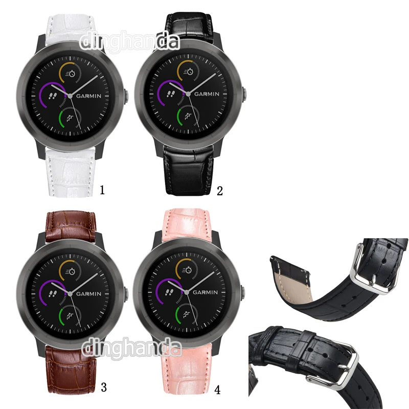 20 мм качество кожи Смотреть ремешок для Garmin Vivoactive 3 заменить Для мужчин t Мода PU Кожаный браслет ремень мужской женский браслет