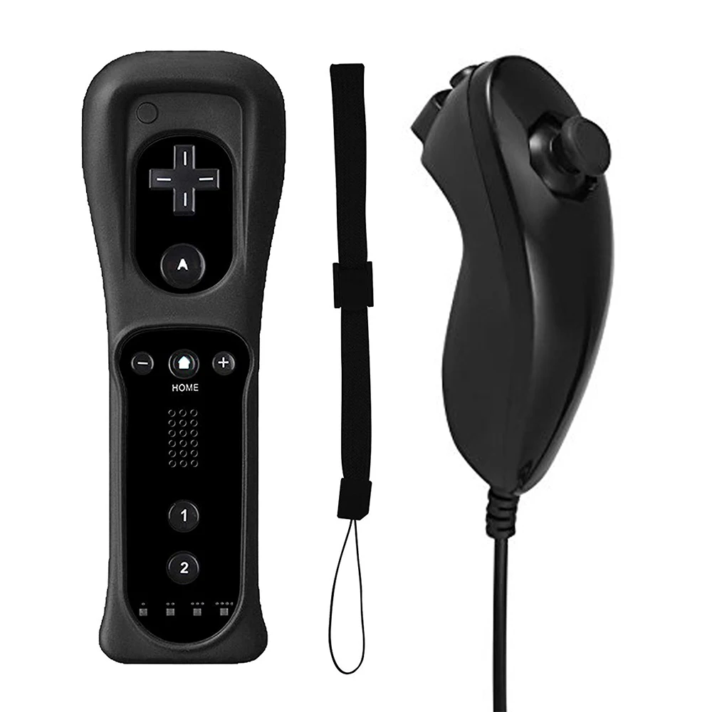 Черный Для wii пульт дистанционного управления Геймпад+ Nunchuck для nintendo wii джойстик беспроводной контроллер Джойстик аксессуары для игр - Цвет: Черный