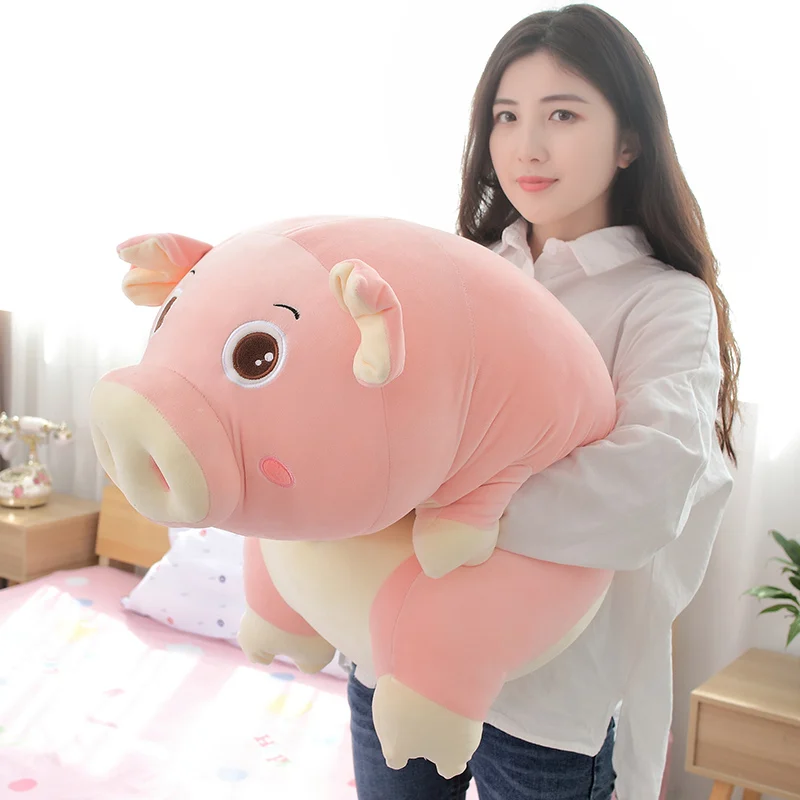 

Kawaii Pink Pig Plush Toy Giant Girl Holding Sleeping Pillow Doll Long Strip Piggy Pillow for Girl Sweet Gift 43inch 110cm