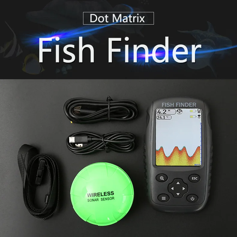 

PDDHKK 2,6 дюйма точка матрица рыболокатор беспроводной Sonar сенсор рыболовная приманка 105 градусов угол обнаружения с перезаряжаемой литиевой б...