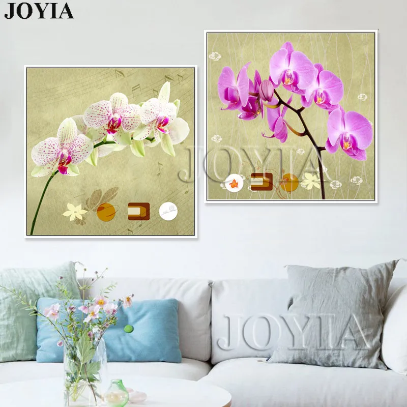 2 шт. классические цветы орхидеи Ретро картины Цветочные настенные