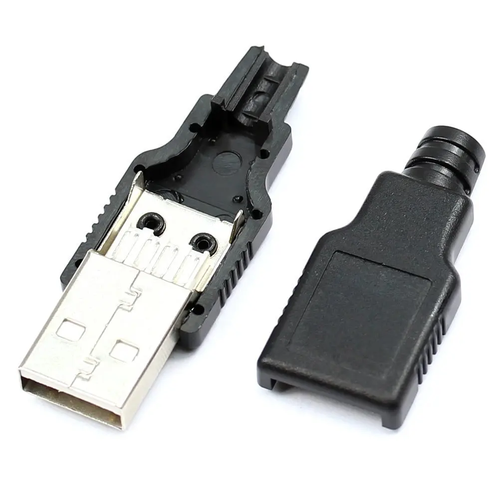 10 шт. Тип Мужской USB 4 контактный разъем с черной пластиковой крышкой |