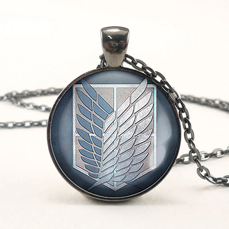 Ожерелье с кабошоном из стекла Леви Аккермана атаки на Титанов|black pendant|attack onattack on