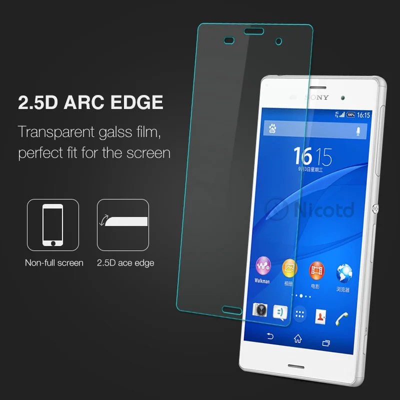 Закаленное стекло Nicotd для Sony Xperia Z3 защита экрана 9H 2.5D Защитное телефона D6633 D6643