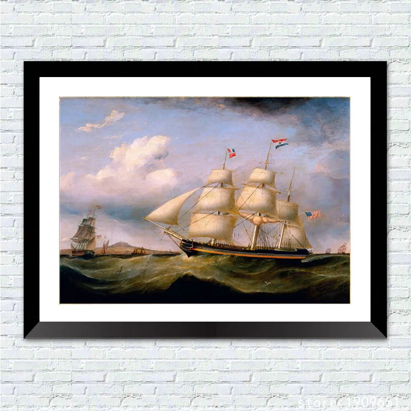 

cotton no frame classical sea boat wave landscape canvas printings oil painting printed on cotton wall art decoration picture