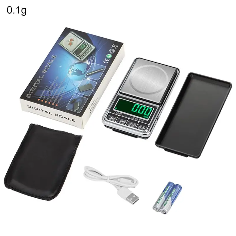 Зарядка через USB или 2 батарейки ААА Карманные электронные весы 500 г/0 01 г