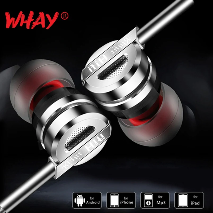 WhaY In ear стерео наушники с микрофоном 3 5 мм проводные Hifi музыкальные басы для samsung