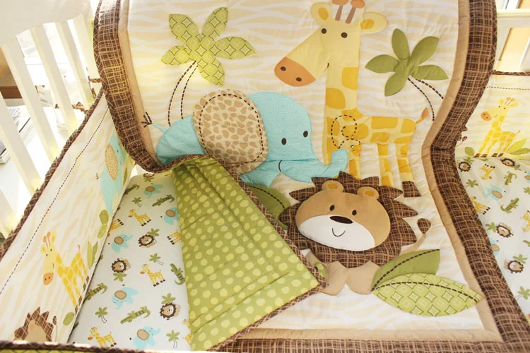 Скидка! 7 шт. Детские комплекты для кровати с вышивкой в виде льва|skirt children|skirt