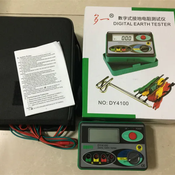 Диапазон измерения 0 2000ohm реальный цифровой тестер земли dy4100 Измеритель