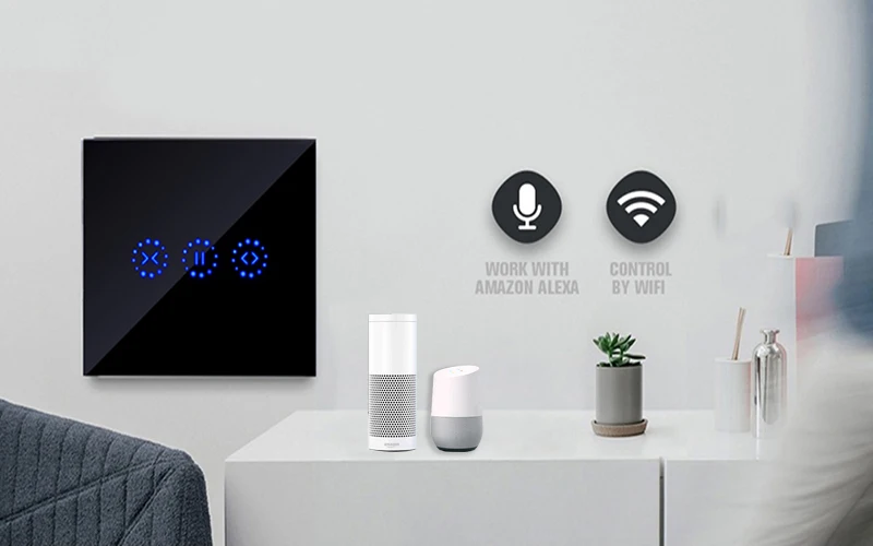 Wi-Fi сенсорный переключатель для штор настенный переключатель Голосовое управление от Alexa/Google ewelink приложение управление для электрического шторного двигателя умный дом