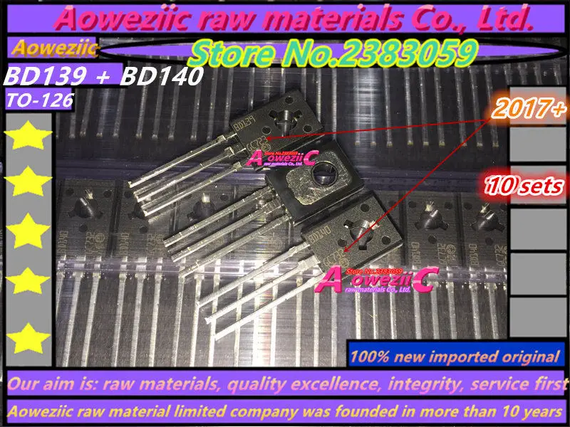 Aoweziic+ 20 шт = 10 комплектов импортный транзистор BD139 BD140 TO-126(1 комплект